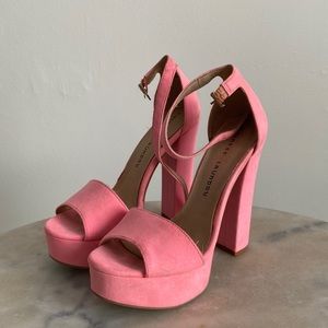Chinese Laundry Suede Pink Platform Sandals Size 6